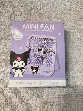 Kuromi purple portable mini fan rechargeable very light strong wind